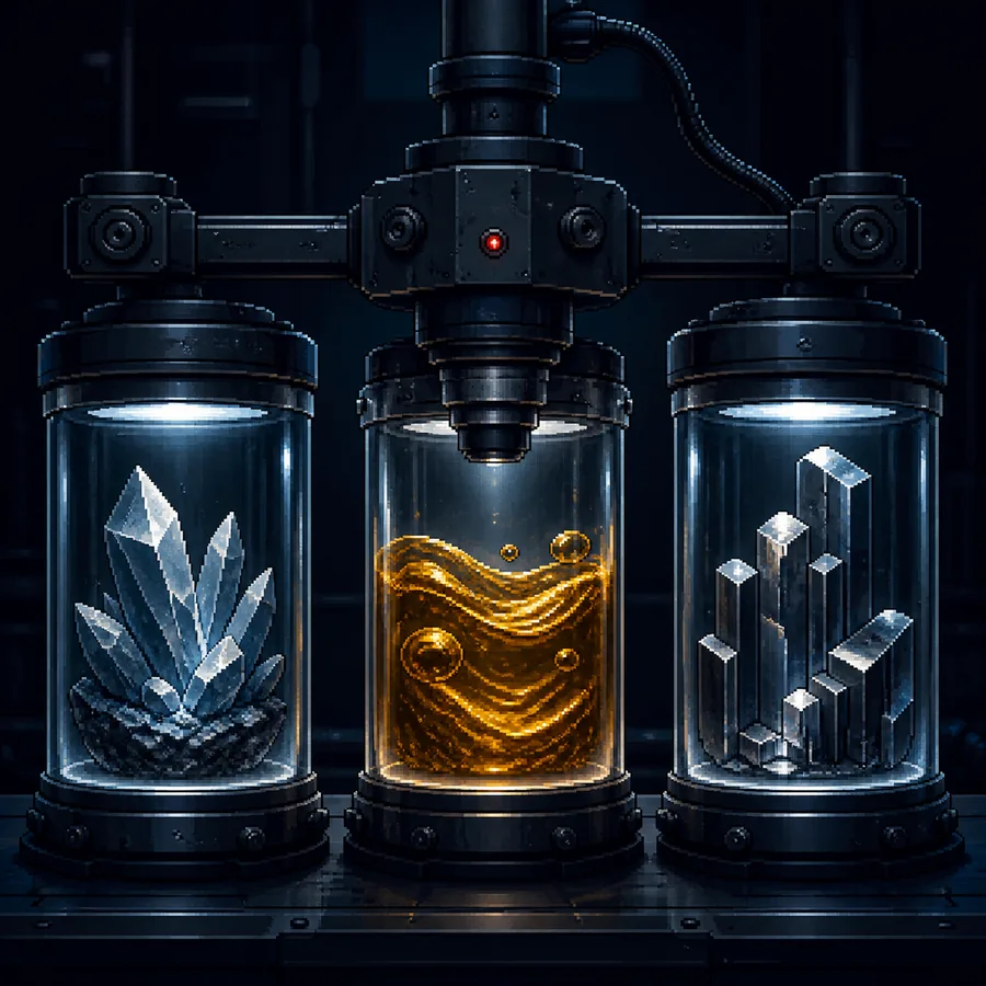 Three market specimens observed by one calibrated instrument